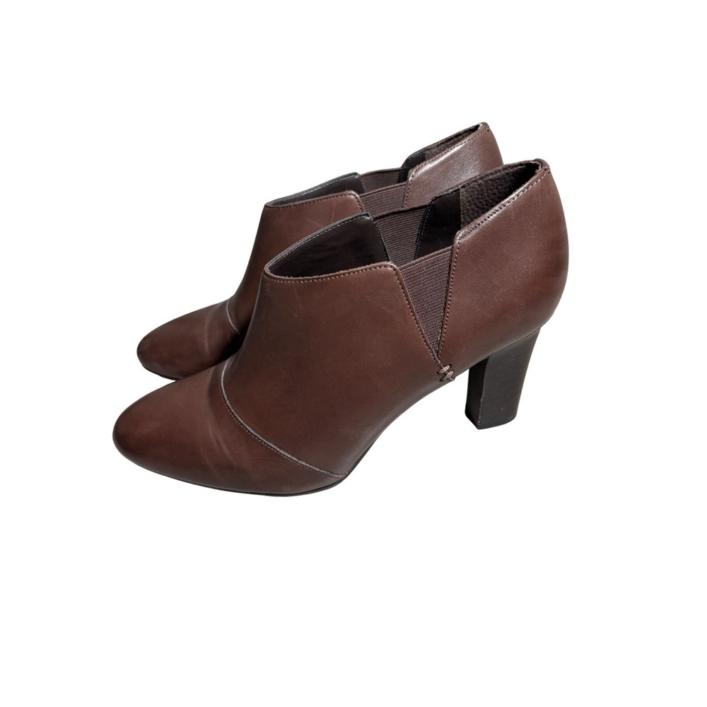 Lauren Ralph Lauren Leather Ankle Booties 8.5B Block Heel Shooties